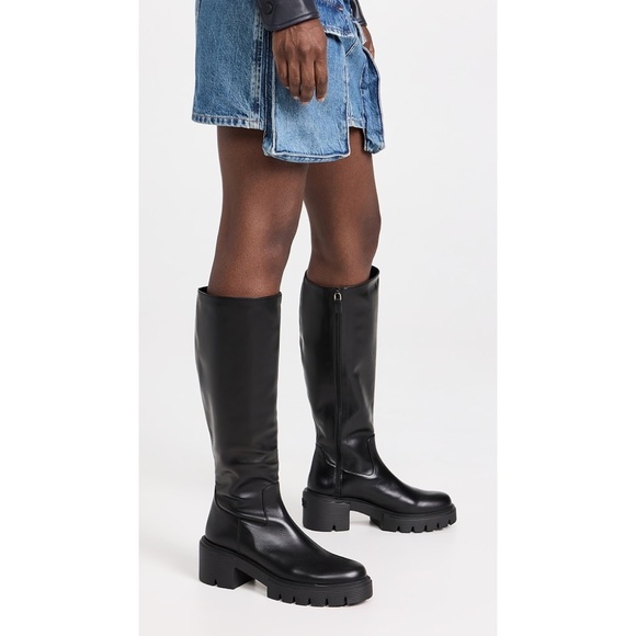 New Stuart Weitzman Soho Knee High Boot Black Leather Sz 9 - Picture 2 of 15